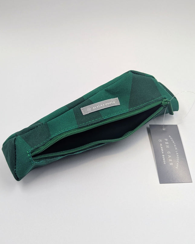 ELCOMMUN Mountain Landscape Series Pen Case green open