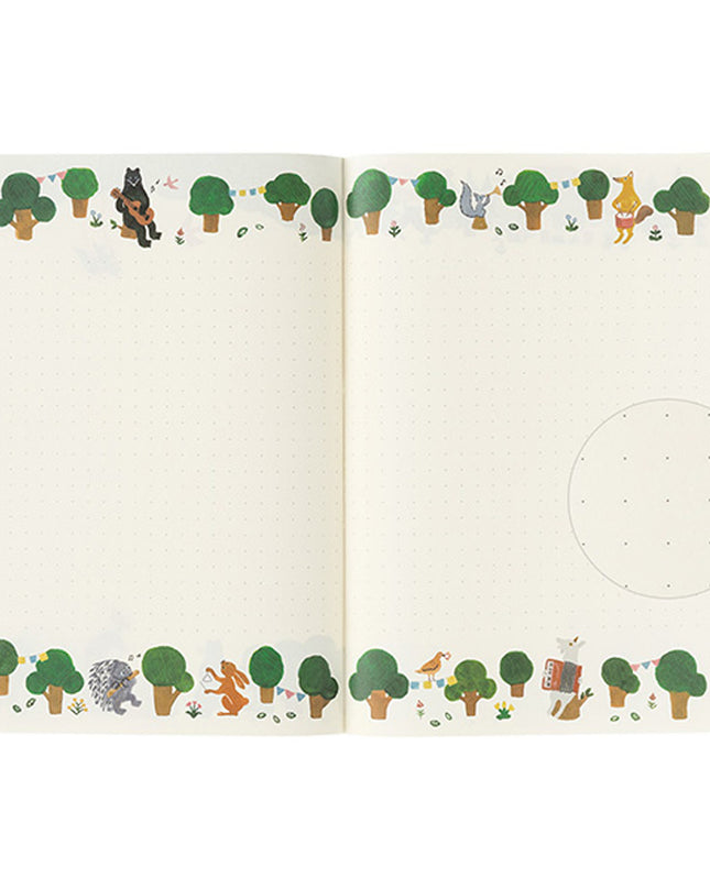 MIDORI Notebook B6 Forest Animals close up inside