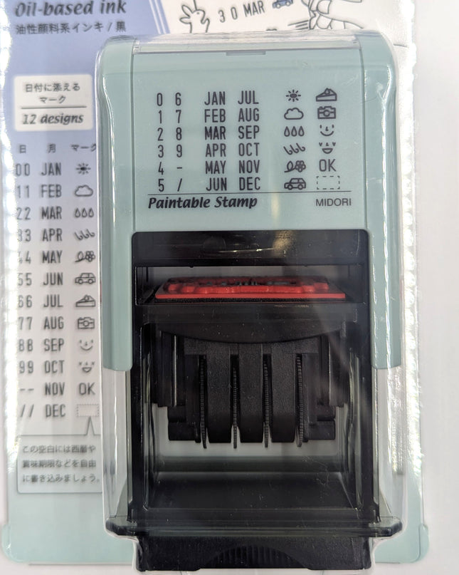 MIDORI Rotating Date Stamp Forest Animals close up