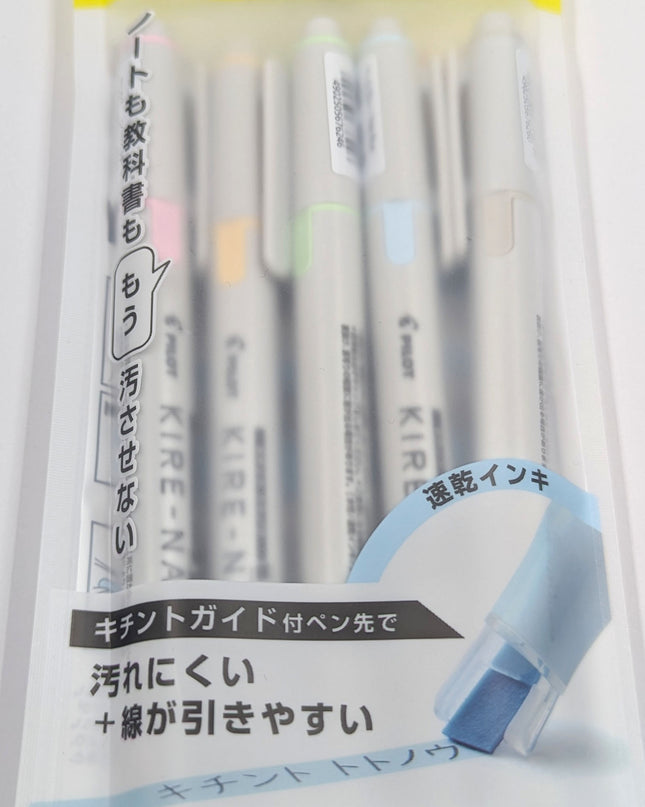 PILOT Kire-na Highlighter 5-Color Set Basic Pale Tone close up