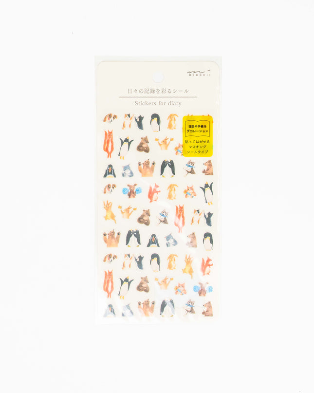 MIDORI Animal Sticker for Diary - ZenPop Japan Stationery Store