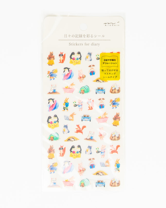 MIDORI Animal Sticker for Diary - ZenPop Japan Stationery Store