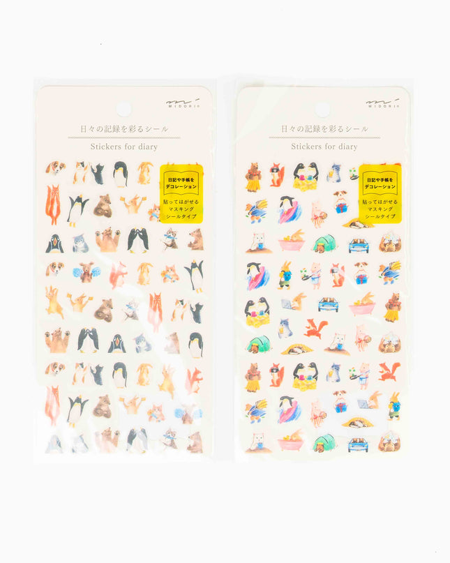 MIDORI Animal Sticker for Diary - ZenPop Japan Stationery Store