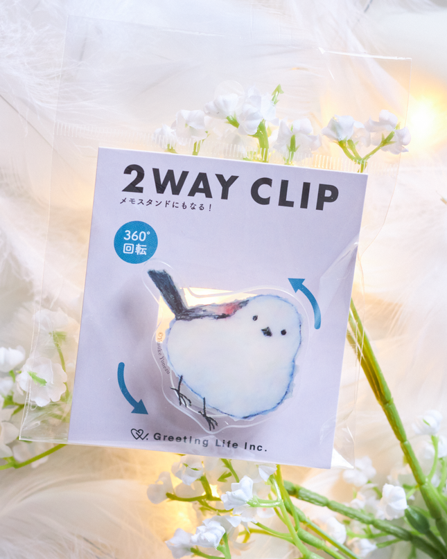 2Way Clip Shimaenaga (Long-tailed Tit) From Greeting life