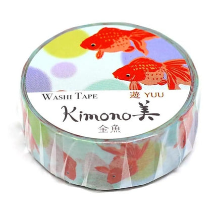 KAMIISO SANSYO SAIEN Kimono Bi Masking Tape 15mm - Goldfish