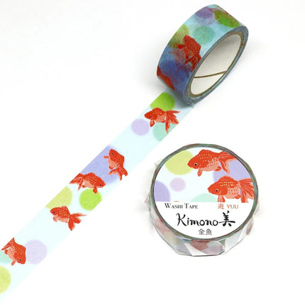 KAMIISO SANSYO SAIEN Kimono Bi Masking Tape 15mm - Goldfish