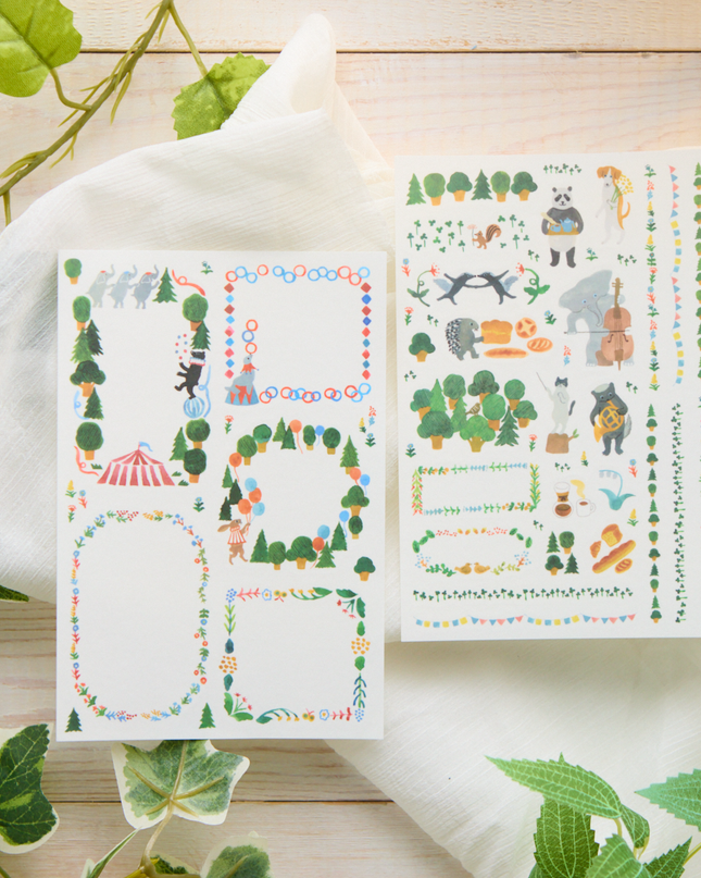 Midori - Yurulog Water-based Pen Sticker Sheets Forest Animal
