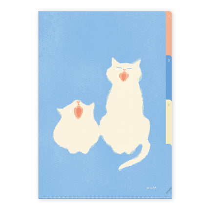 RYURYU A4 Clear 3‑Pocket Folder Cat