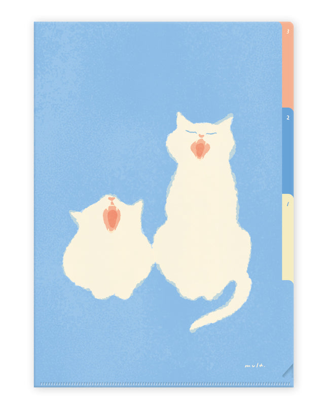 RYURYU A4 Clear 3‑Pocket Folder Cat
