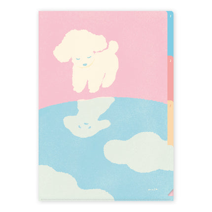 RYURYU A4 Clear 3‑Pocket Folder Dog
