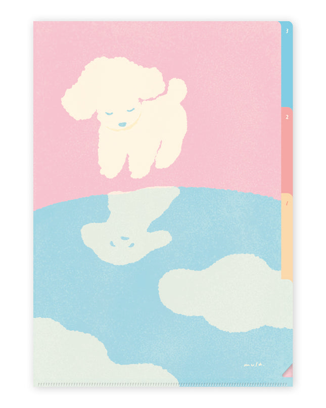 RYURYU A4 Clear 3‑Pocket Folder Dog