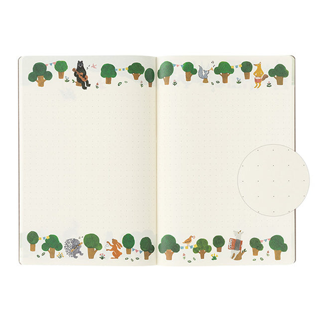 MIDORI Notebook B6 Forest Animals close up inside