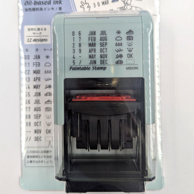 MIDORI Rotating Date Stamp Forest Animals close up