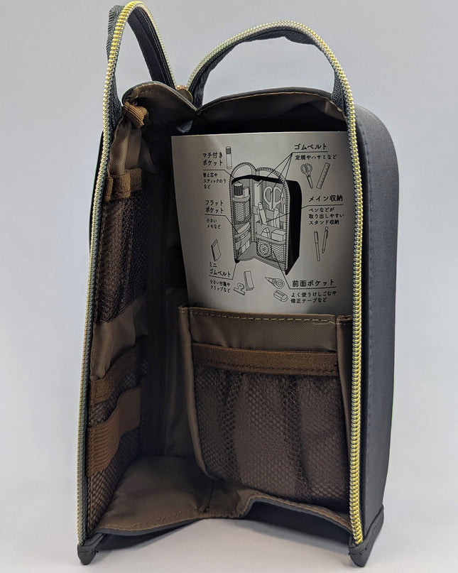 KUTSUWA Pen Case L gaba Stand grey inside