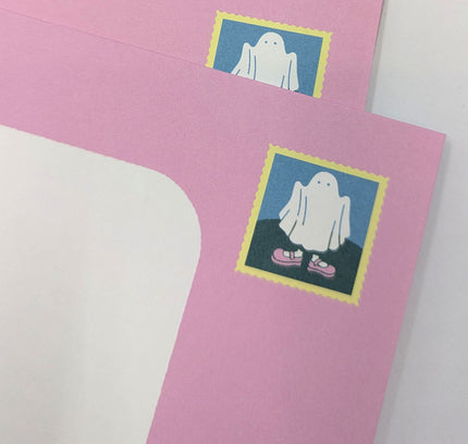 GREENFLASH Letter Set Wearing Shoes Ghost envelope stamp close up