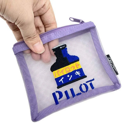 OLD RESTA Embroidered Mesh Pouch M purple pilot