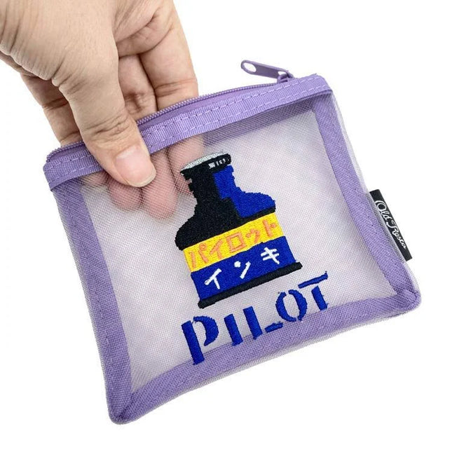 OLD RESTA Embroidered Mesh Pouch M purple pilot