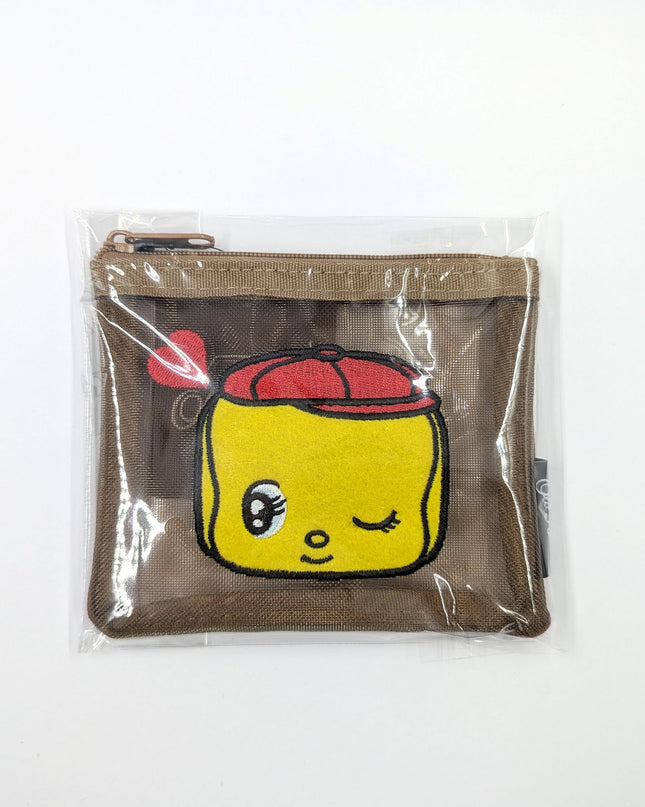 OLD RESTA Embroidered Mesh Pouch M brown fueki