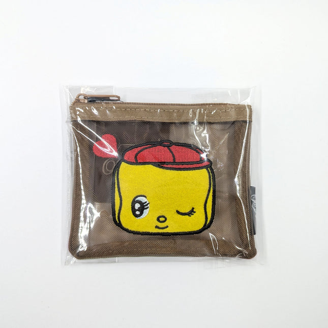 OLD RESTA Embroidered Mesh Pouch M brown fueki