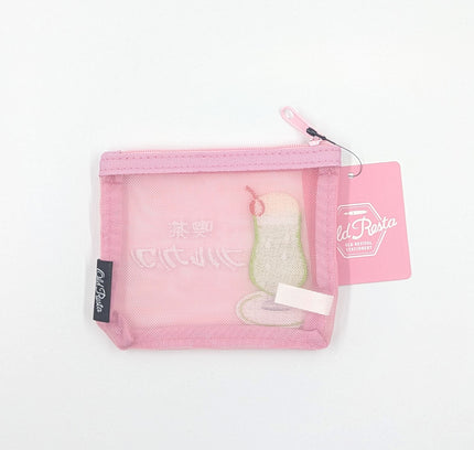 OLD RESTA Embroidered Mesh Pouch M pink back