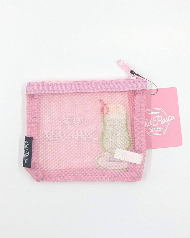 OLD RESTA Embroidered Mesh Pouch M pink back