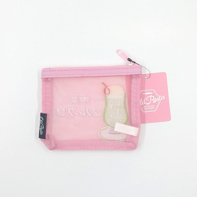 OLD RESTA Embroidered Mesh Pouch M pink back