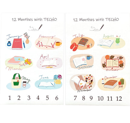 HIBIKAKU 12 Months of Planner Landscapes Masking Sticker Sheet
