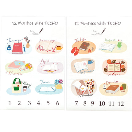 HIBIKAKU 12 Months of Planner Landscapes Masking Sticker Sheet