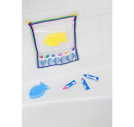 RIKAGAKU Kitpas Crayon Pens For Bath with Sponge and Net Set 6 Colors show case