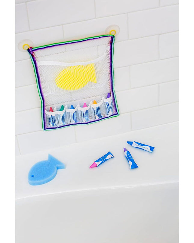 RIKAGAKU Kitpas Crayon Pens For Bath with Sponge and Net Set 6 Colors show case