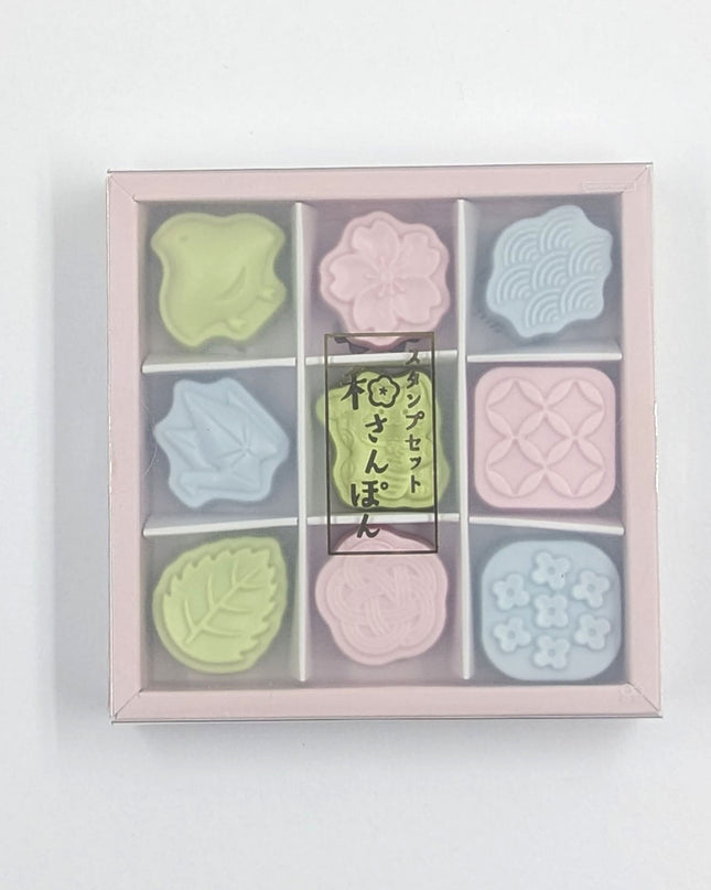 SUN-STAR Wasanbon Stamp Set of 9 Japanese motif