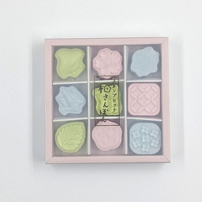 SUN-STAR Wasanbon Stamp Set of 9 Japanese motif