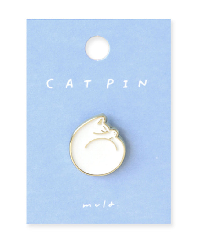 RYURYU Cat Pin Badge - mula series white