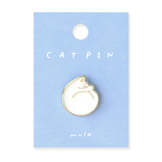RYURYU Cat Pin Badge - mula series white
