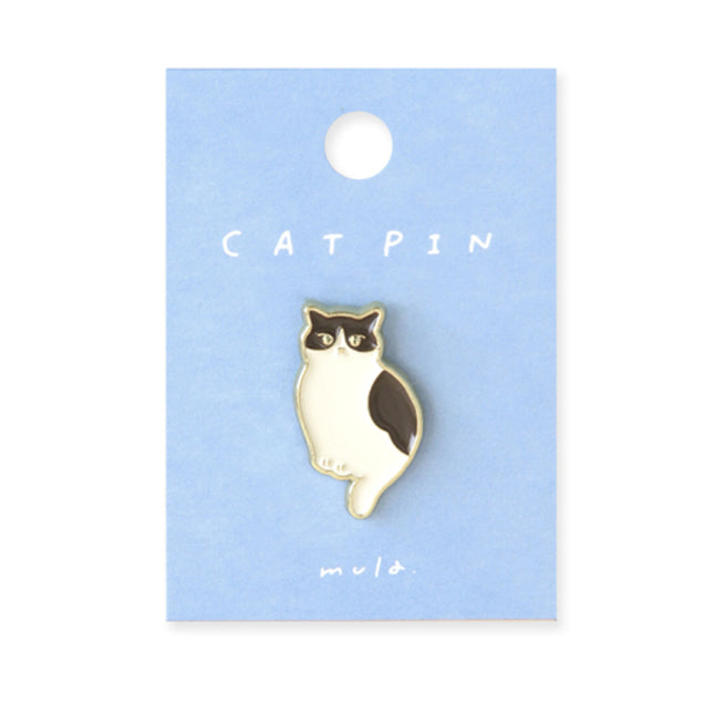 RYURYU Cat Pin Badge - mula series white and black