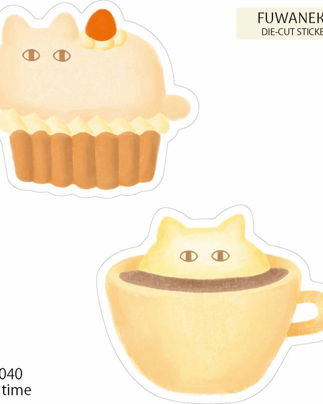EL COMMUN FUWANEKO Die‑Cut Sticker sweets cafe time