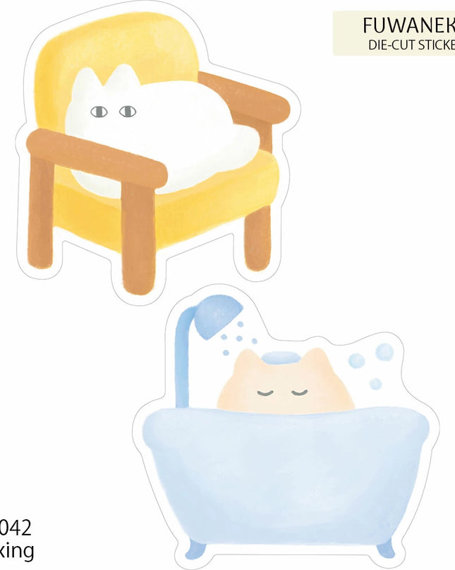 EL COMMUN FUWANEKO Die‑Cut Sticker sweets relax time