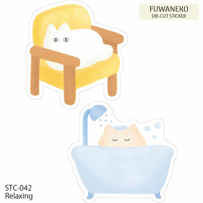 EL COMMUN FUWANEKO Die‑Cut Sticker sweets relax time