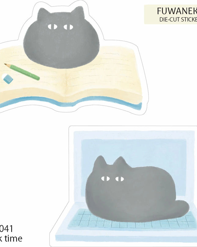 EL COMMUN FUWANEKO Die‑Cut Sticker sweets work time