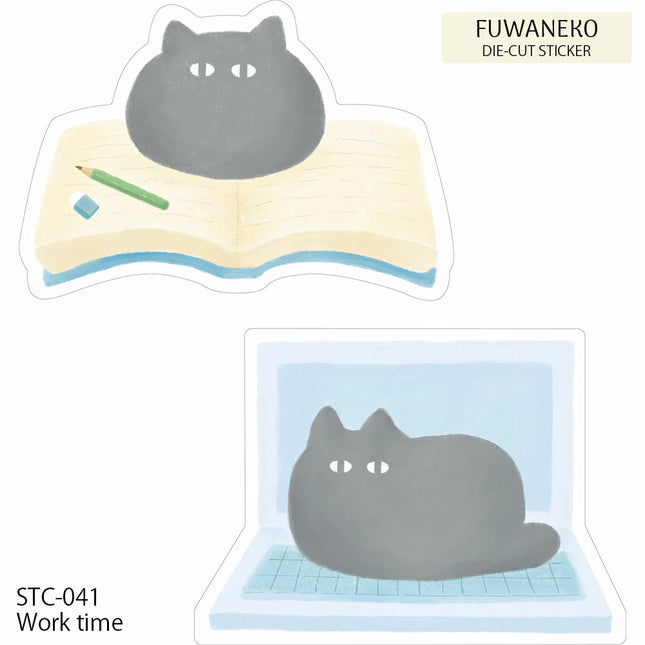 EL COMMUN FUWANEKO Die‑Cut Sticker sweets work time