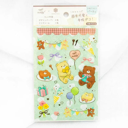 ROKKAKU x cafe teddy Deco Sticker Set Party