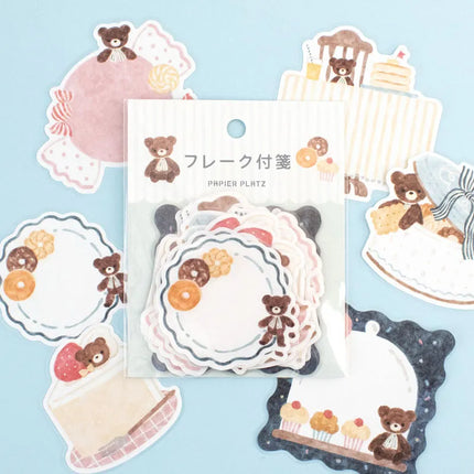 PAPIER PLATZ Flake Sticky Notes - illustrated by Waka Nakauchi Bear X Sweets
