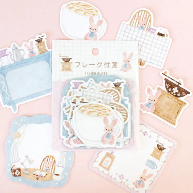 PAPIER PLATZ Flake Sticky Notes - illustrated by Waka Nakauchi Rabbit X Coffee