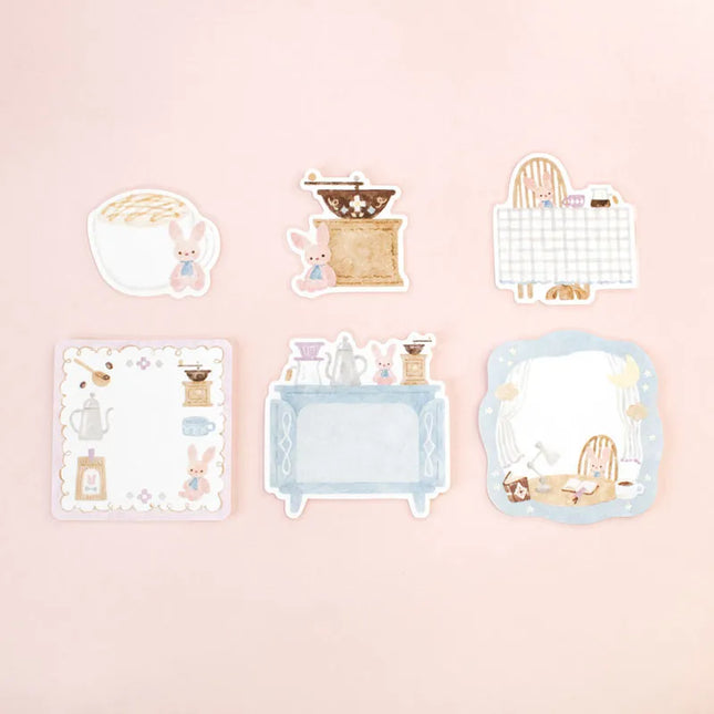 PAPIER PLATZ Flake Sticky Notes - illustrated by Waka Nakauchi Rabbit X Coffee