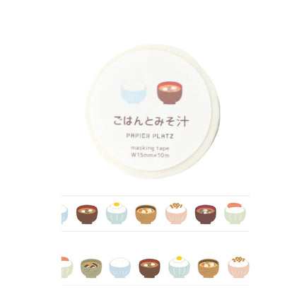 PAPIER PLATZ Okawari Masking Tape Rice & Miso Soup