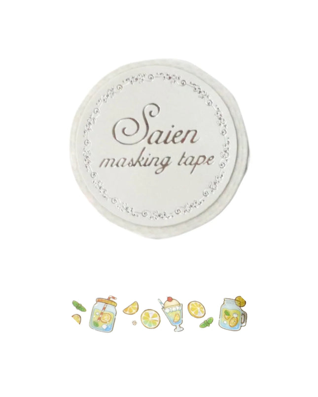 KAMIISO SANSYO SAIEN Masking Tape 15mm - Lemonade (Silver Foil)