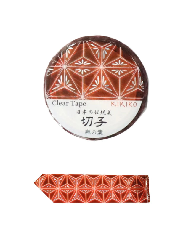 KAMIISO SANSYO SAIEN Kiriko Clear Tape 20mm (Hologram Foil)  Hemp Leaf
