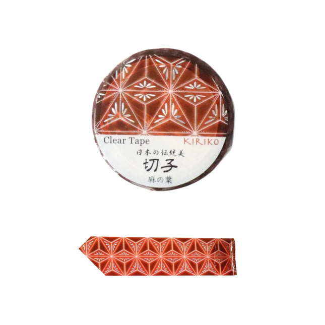 KAMIISO SANSYO SAIEN Kiriko Clear Tape 20mm (Hologram Foil)  Hemp Leaf