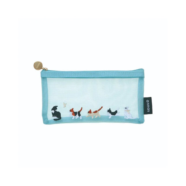 GAKKEN STA:FUL Embroidered Stationery Mesh Pen Pouch - annas