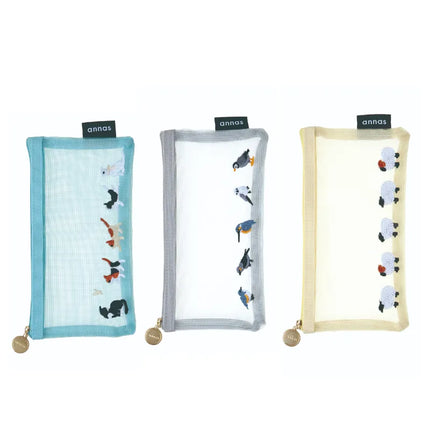 GAKKEN STA:FUL Embroidered Stationery Mesh Pen Pouch - annas